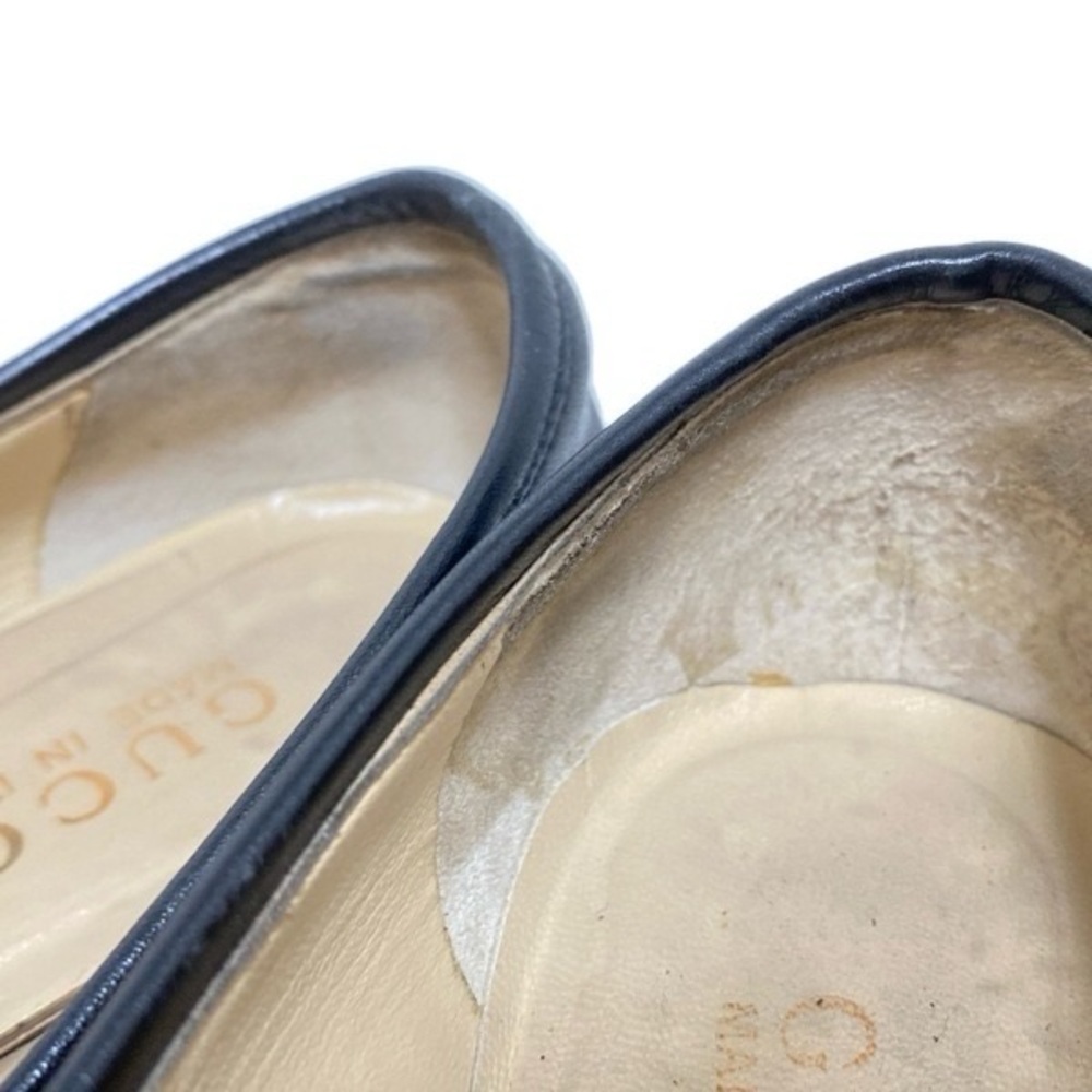 Gucci Black Leather Gold Plaque Loafers Vintage Women’s Size 6 - Picture 9 of 10